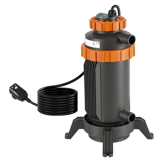 Jopassy Poolheizung elektrisch 3 kW, Pool Heizung bis 45 °C, mit Digitalanzeige & FI-Schutz, Anschluss 32–38 mm, für kleine Pools, Aufstellpools & Whirlpools