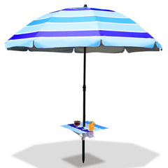 Jopassy Strandschirm Strand Ø 213cm, Sonnenschirm mit Tisch&Haken & Tragetasche, Neigungswinkel und Höhe verstellbar