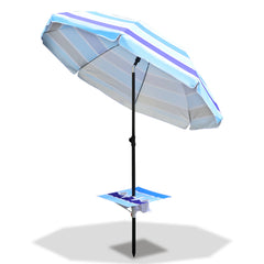 Jopassy Strandschirm Strand Ø 213cm, Sonnenschirm mit Tisch&Haken & Tragetasche, Neigungswinkel und Höhe verstellbar