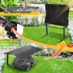 Jopassy Mähroboter Garage mit klappbarem Dach, wetterfester Regenschutz für Garten & Ladestation