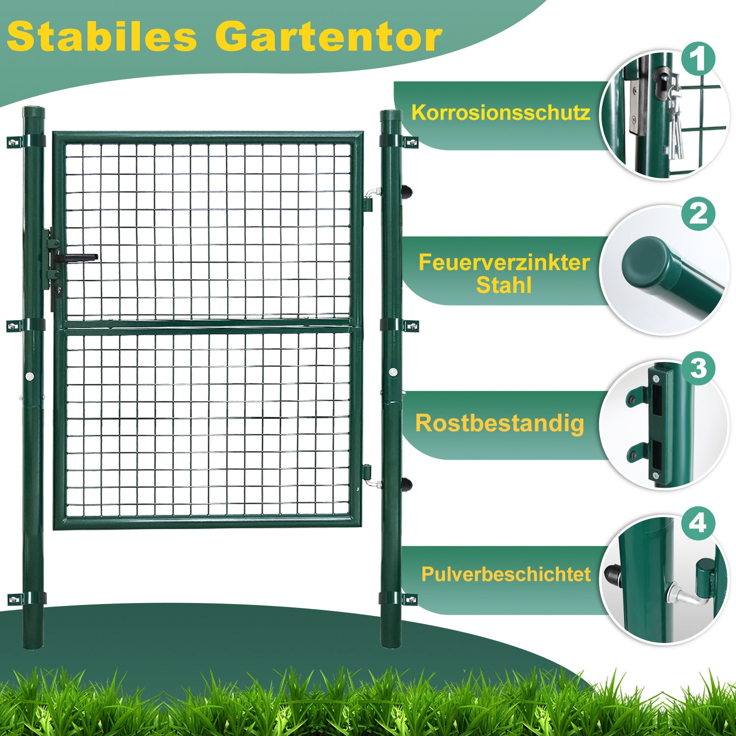 Jopassy Gartentor aus Metall mit Schloss
