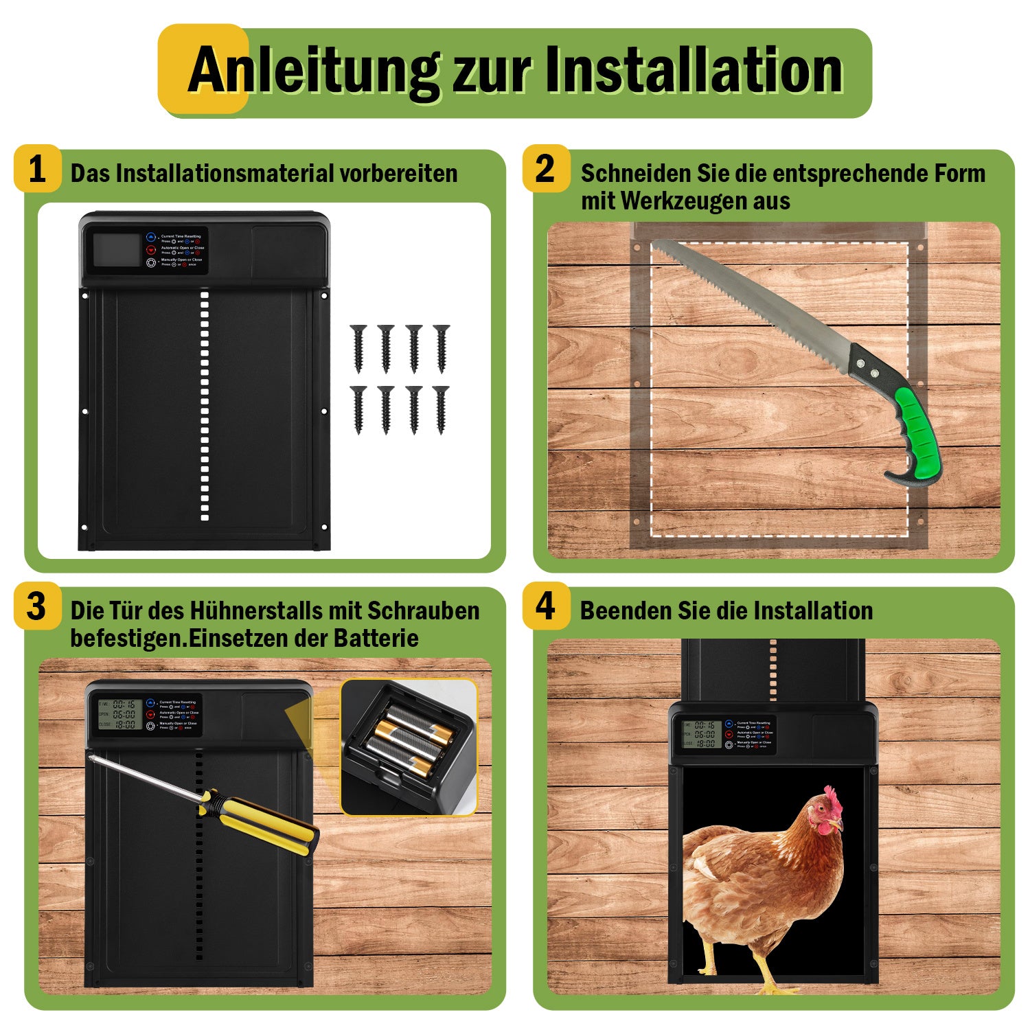 Jopassy Automatische Hühnerklappe mit Timer