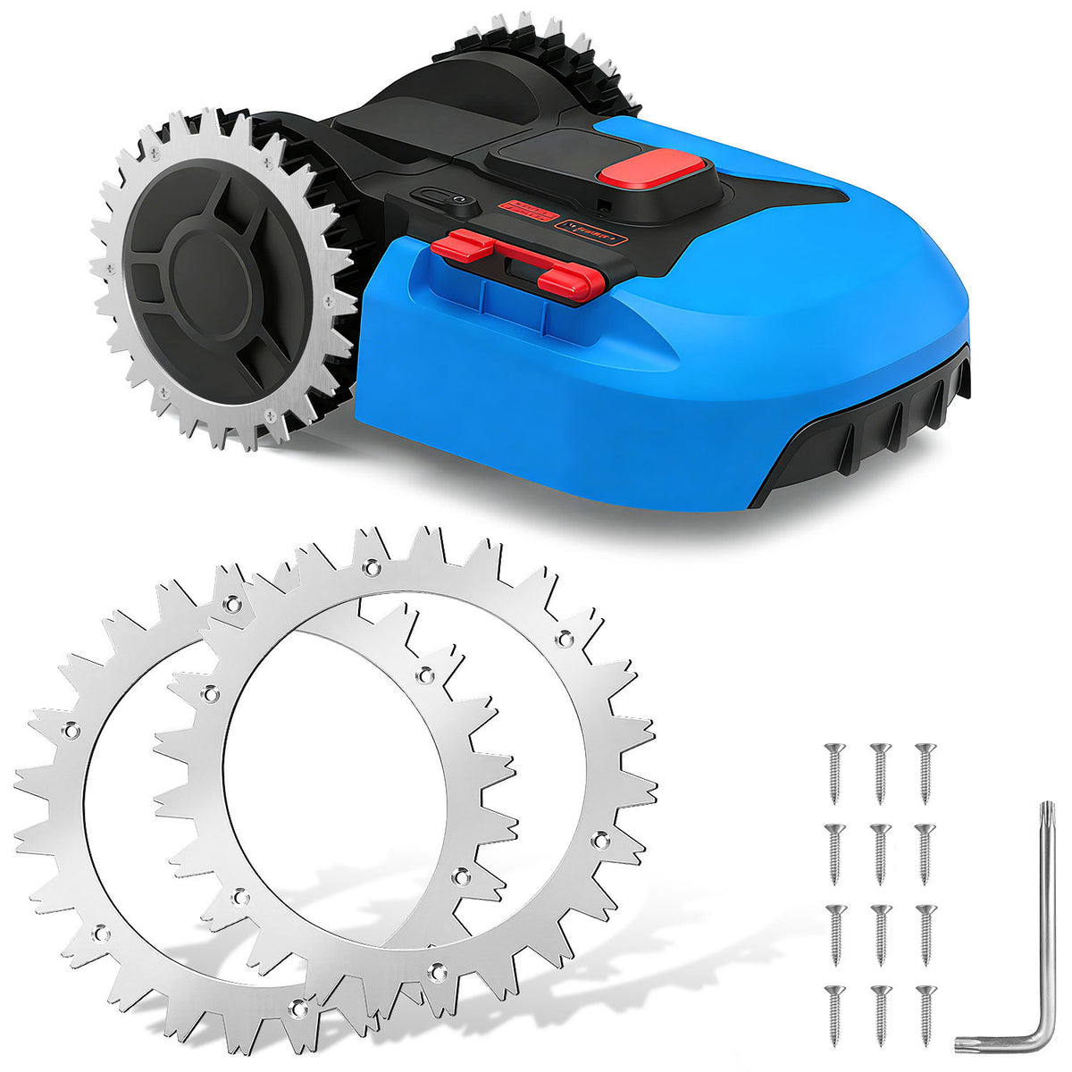 Jopassy Set mit 2 silbernen Spikes für Mähroboter (aus 65Mn-Manganstahl), kompatibel mit den Modellen Worx Landroid S/M, zur Verbesserung der Traktion des Mähroboters
