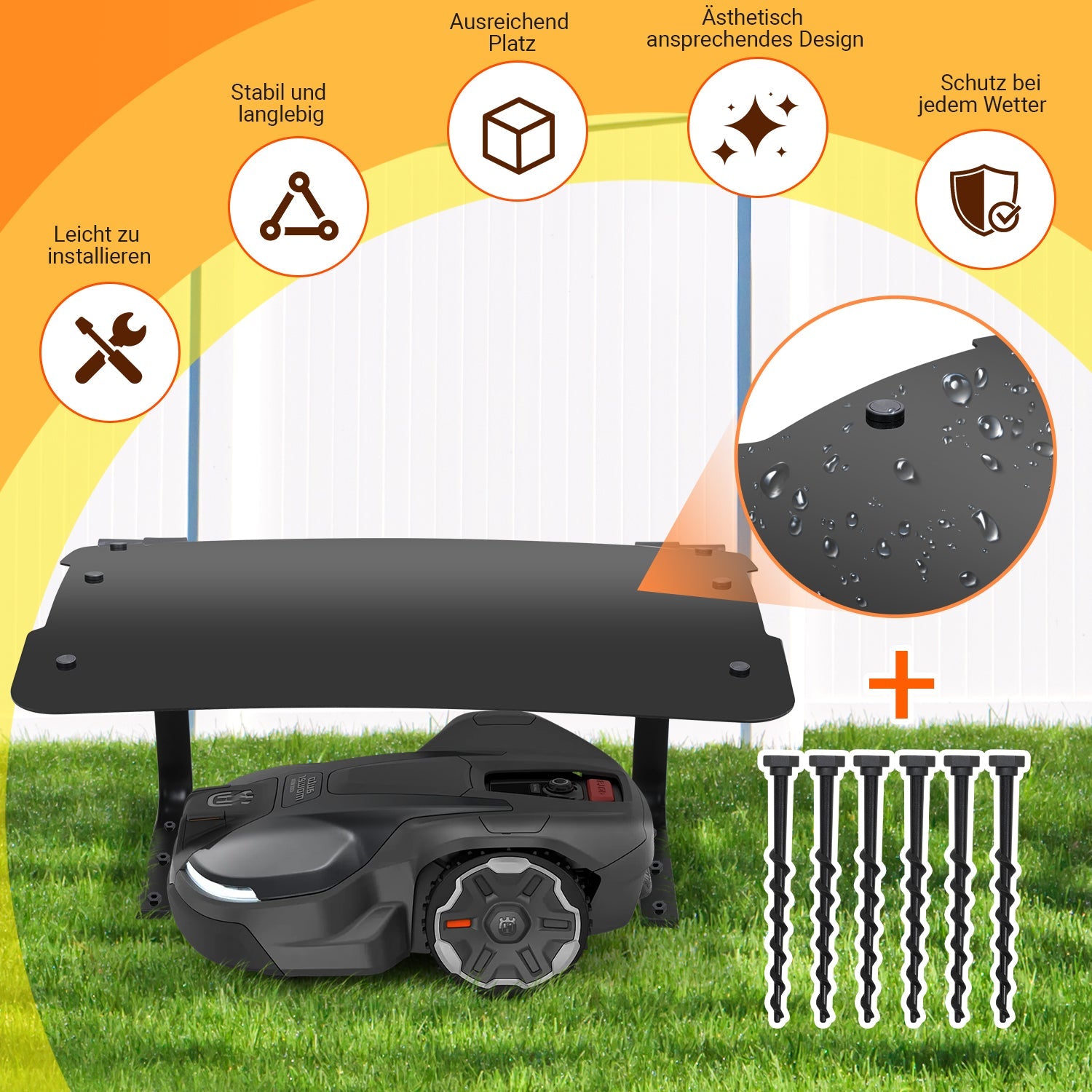 Jopassy Mähroboter Garage mit klappbarem Dach, wetterfester Regenschutz für Garten & Ladestation