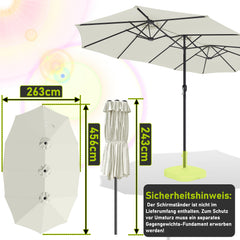 Jopassy Sonnenschirm Doppelsonnenschirm, Gartenschirm mit Kurbel, ohne Ständer