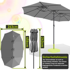 Jopassy Sonnenschirm Doppelsonnenschirm, Gartenschirm mit Kurbel, ohne Ständer