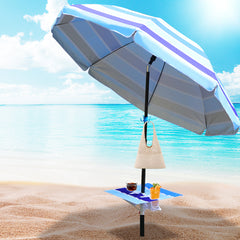 Jopassy Strandschirm Strand Ø 213cm, Sonnenschirm mit Tisch&Haken & Tragetasche,  Neigungswinkel und Höhe verstellbar