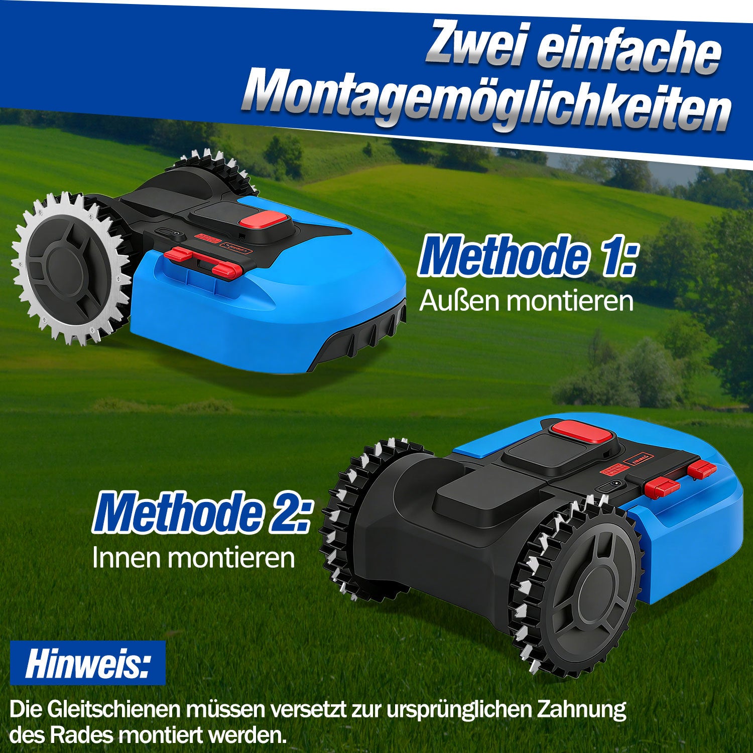Jopassy Set mit 2 silbernen Spikes für Mähroboter (aus 65Mn-Manganstahl), kompatibel mit den Modellen Worx Landroid S/M, zur Verbesserung der Traktion des Mähroboters