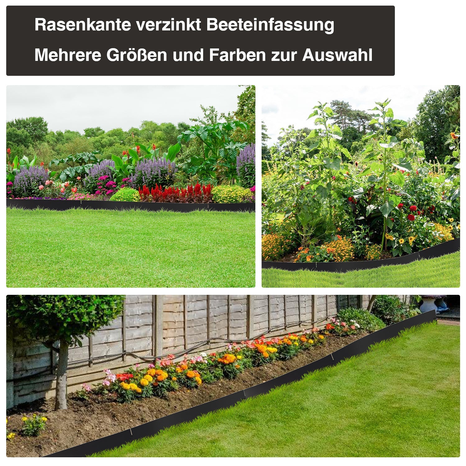 Rasenkante verzinkt Metall Höhe 15cm/18cm
