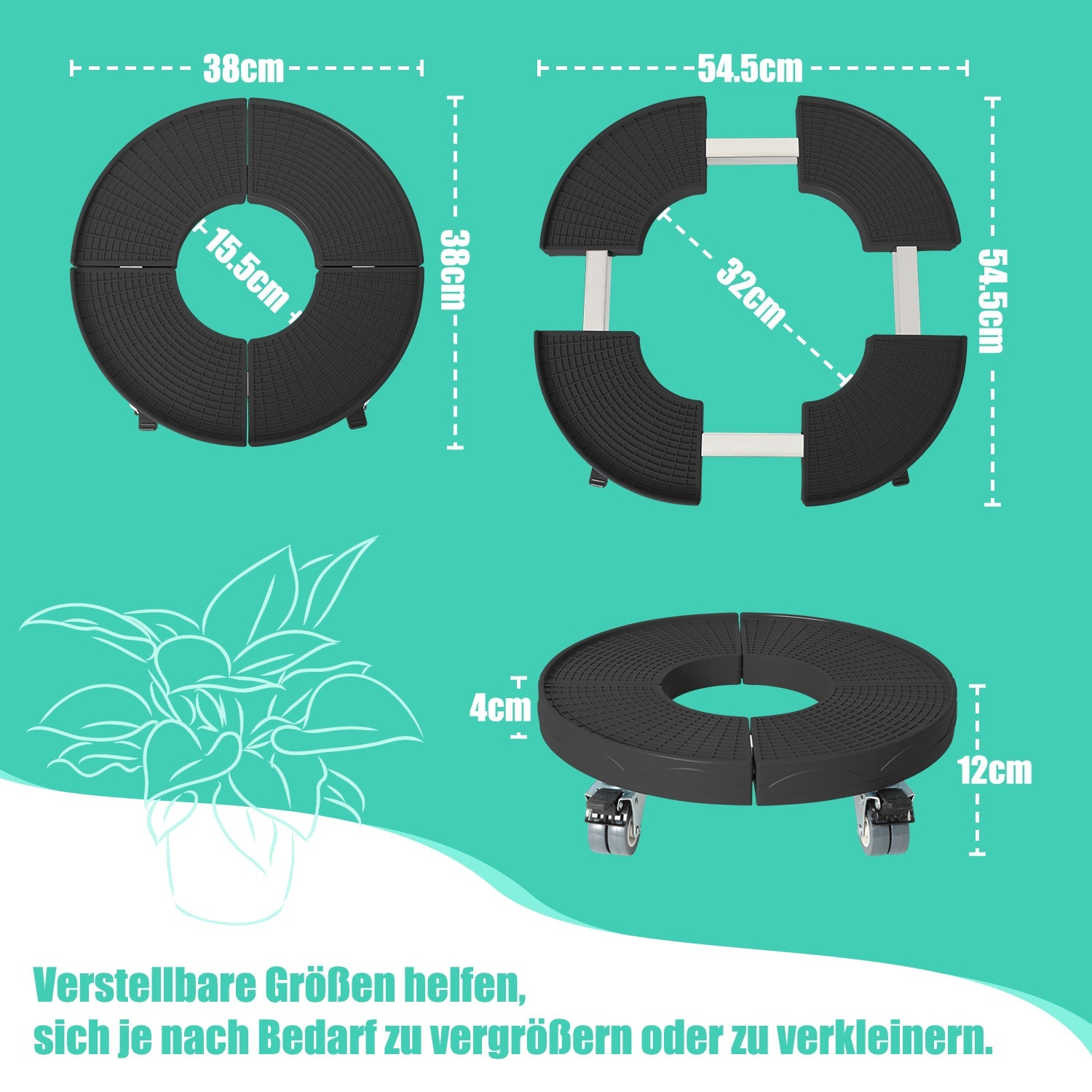 verstellbarer Pflanzenroller Ø 38–54 cm