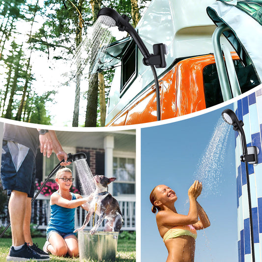 Jopassy Campingdusche Tragbare mit 6000mAh Wiederaufladbar Pumpe, Camping Dusche mit 20L Falteimer und Zubehör für Outdoor , Garten, Haustier